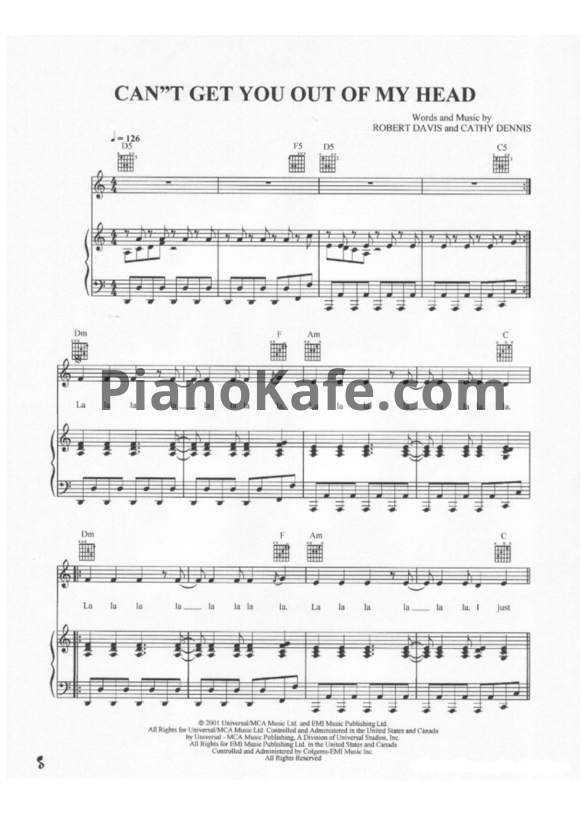Ноты Kylie Minogue - Can't get you out of my head - PianoKafe.com