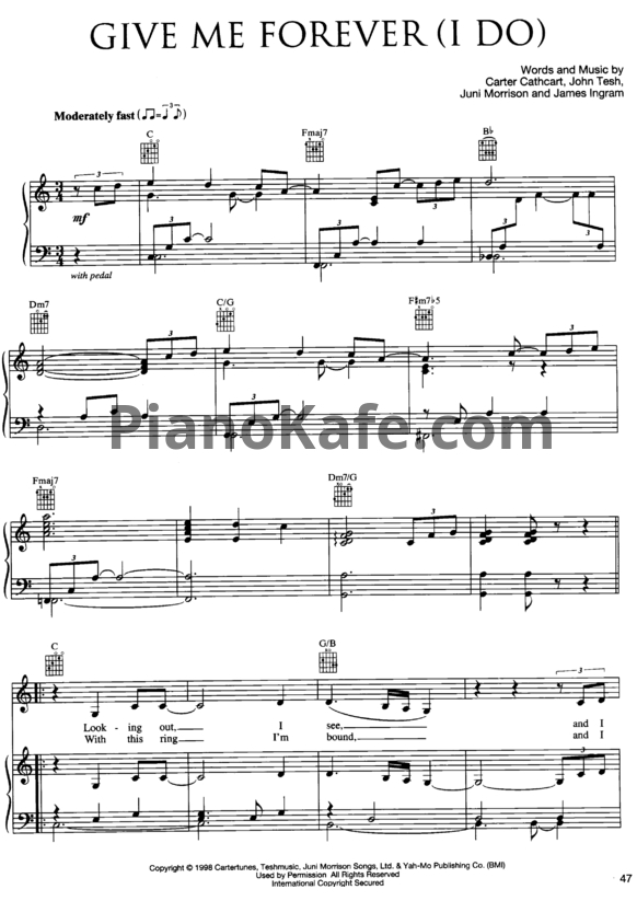Ноты John Tesh & James Ingram - Give me forever (I do) - PianoKafe.com