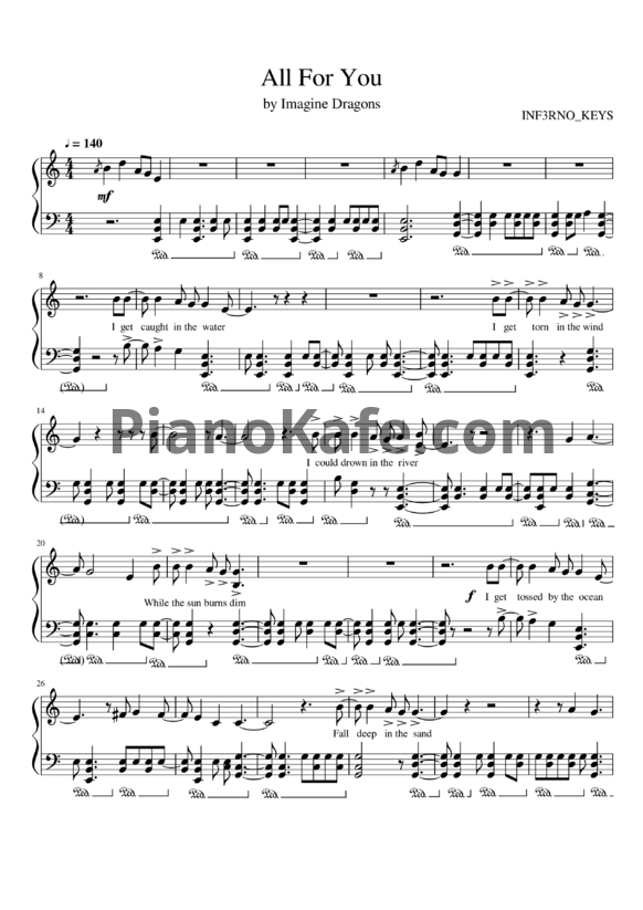 Ноты Imagine Dragons - All for you - PianoKafe.com