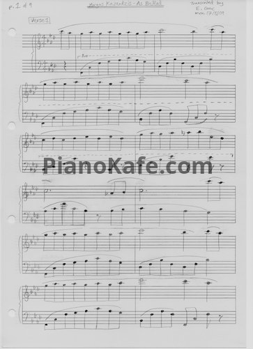 Ноты Kazantzis Yorgos - As ballad - PianoKafe.com