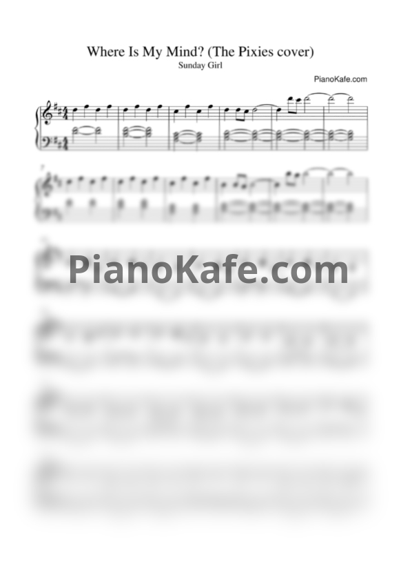 Ноты Sunday Girl - Where is my mind? - PianoKafe.com
