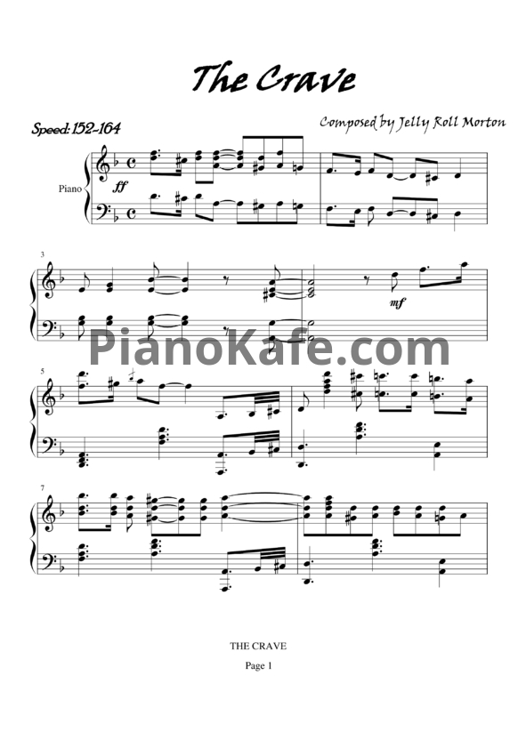 Ноты Jelly Roll Morton - The crave - PianoKafe.com