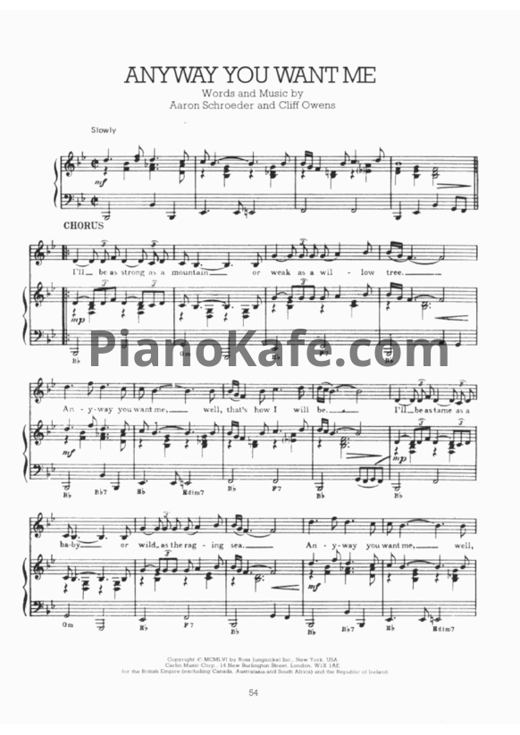 Ноты Elvis Presley - Anyway you want me - PianoKafe.com