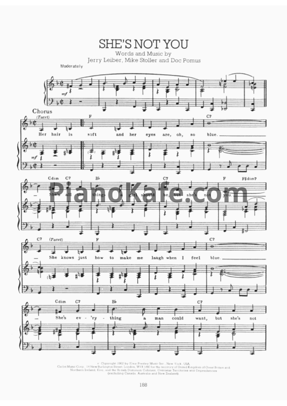 Ноты Elvis Presley - She's not you - PianoKafe.com
