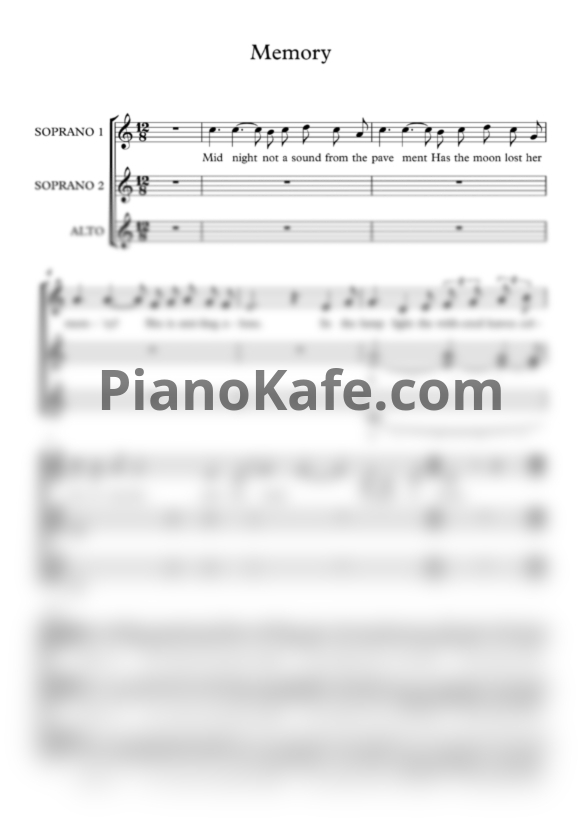Ноты Andrew Lloyd Webber - Memory (Хоровая партитура) - PianoKafe.com