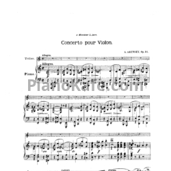 Ноты Антон Аренский - Конферт для скрипки с оркестром ля минор (Op. 54, клавир) - предпросмотр