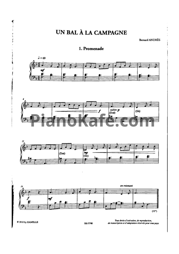 Ноты Bernard Andres - Un Bal a la Campagne (Book, 12 Pieces) - PianoKafe.com
