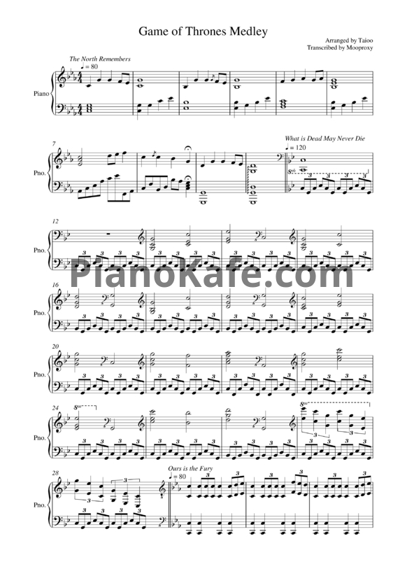 Ноты Ramin Djawadi - 10 основных тем - PianoKafe.com