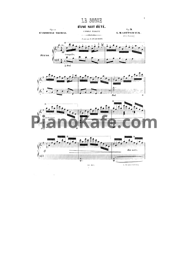 Ноты Луи Моро Готшалк - Le Songe d’une nuit d’ete (Op. 9) - PianoKafe.com