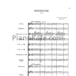 Ноты Камиль Сен-Санс - Хаванех для скрипки с оркестром (Op. 83, партитура) - предпросмотр