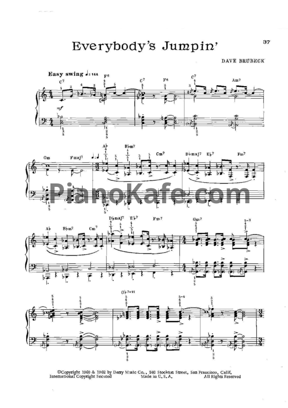 Ноты Dave Brubeck - Everybody's jumpin' - PianoKafe.com