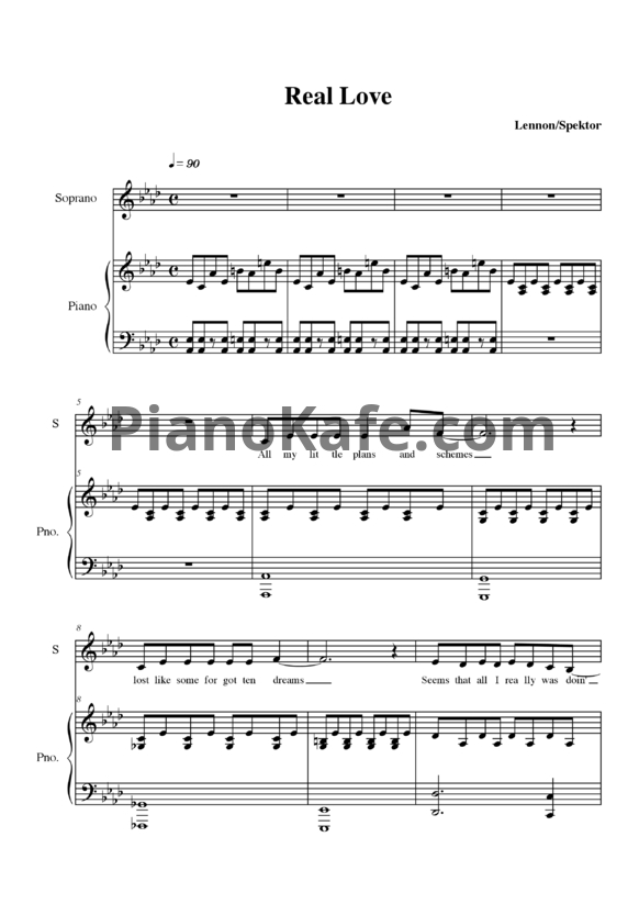Ноты Regina Spektor - Real love - PianoKafe.com