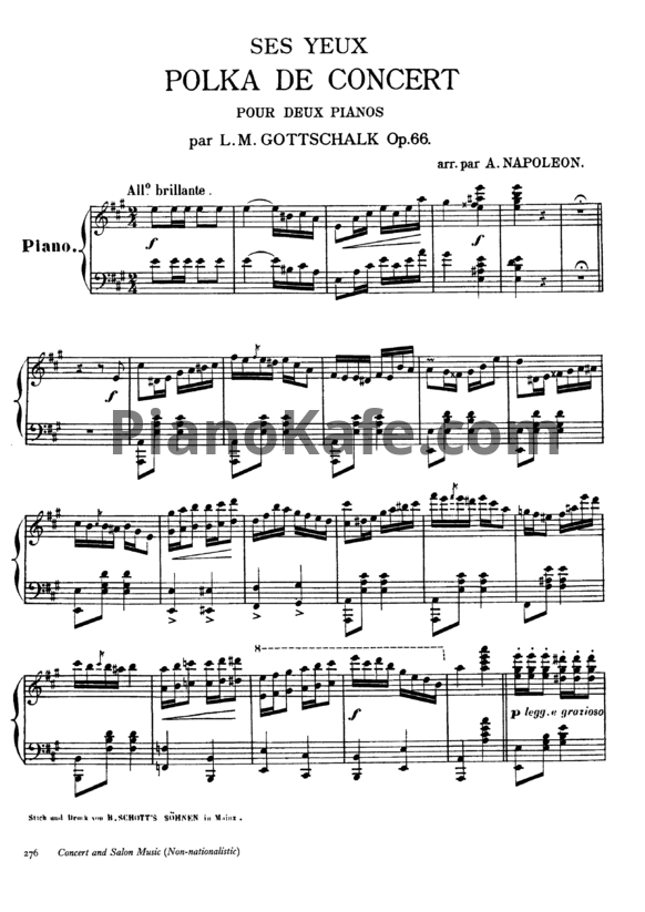 Ноты Луи Моро Готшалк - Ses yeux (Op. 66) - PianoKafe.com