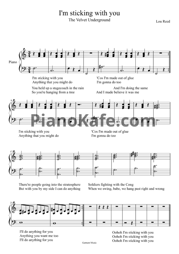 Ноты The Velvet Underground - I'm sticking with you - PianoKafe.com