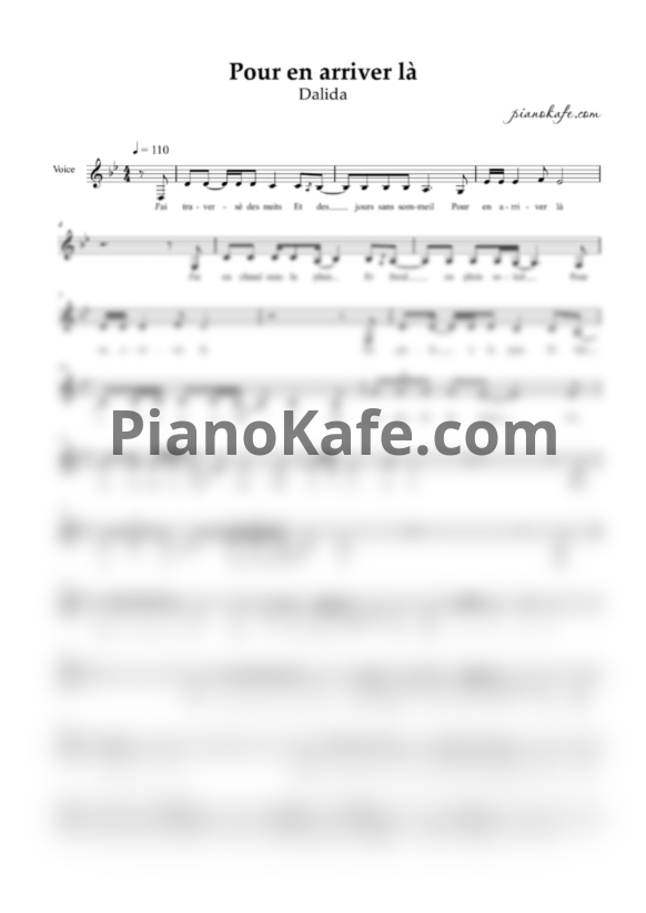 Ноты Dalida - Pour en arriver la (Вокальная партия) - PianoKafe.com