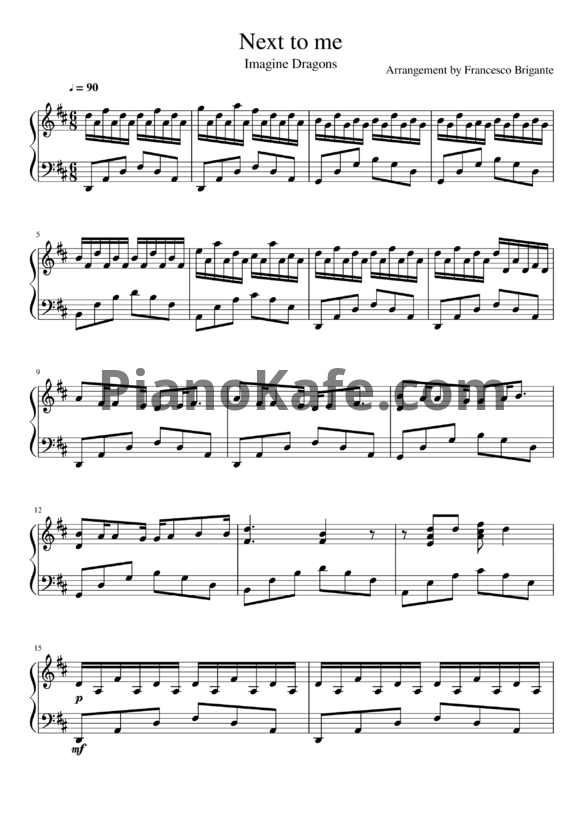 Ноты Imagine Dragons - Next to me - PianoKafe.com