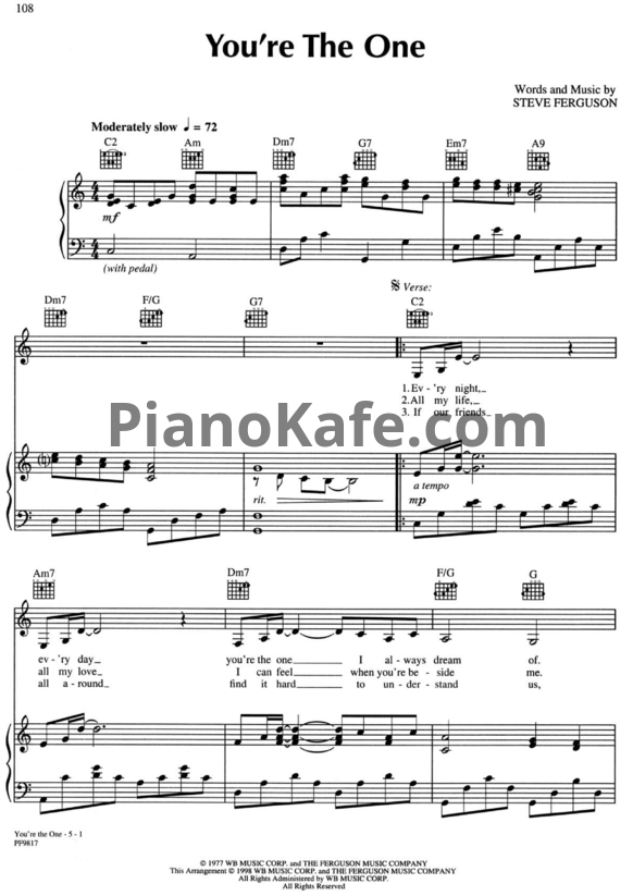 Ноты The Carpenters - You're the one - PianoKafe.com