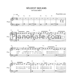 Ноты Taylor Swift - Wildest dreams - предпросмотр