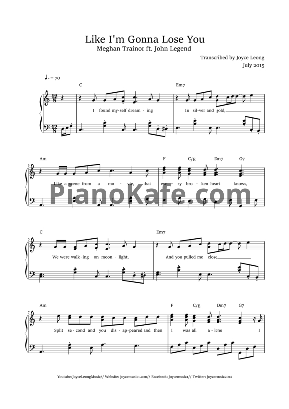 John Legend - Like I'm gonna lose you - PianoKafe.com. 
