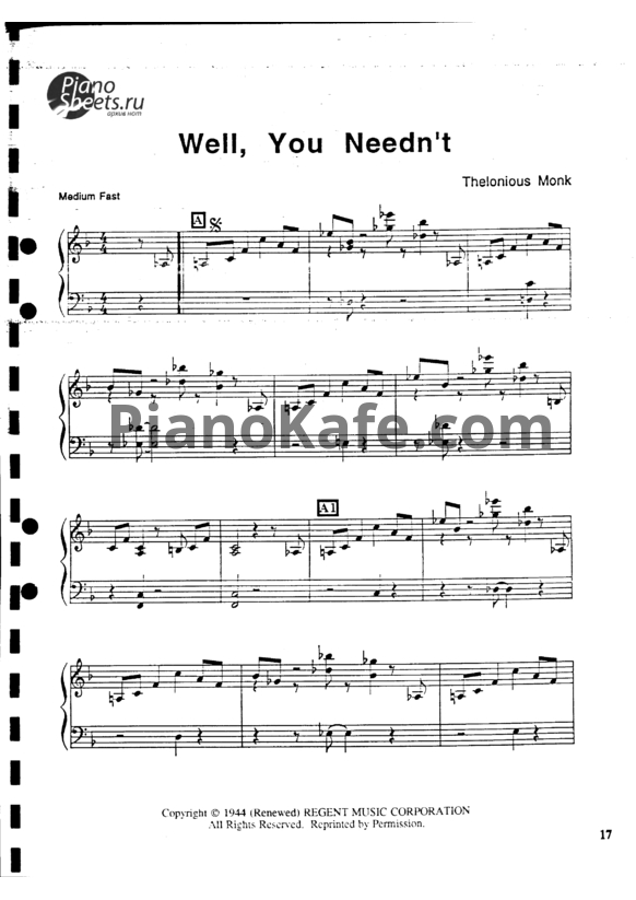 Ноты Thelonious Monk - Original and standarts (Книга нот) - PianoKafe.com