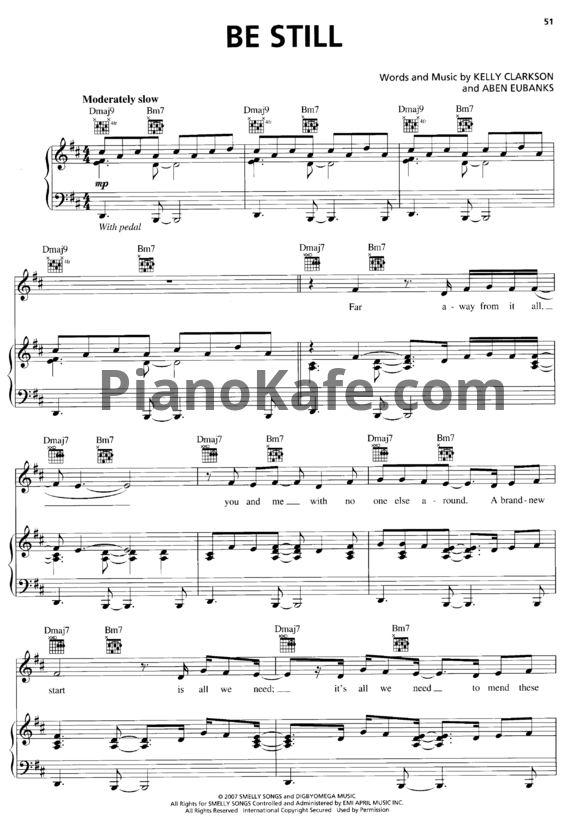 Ноты Kelly Clarkson - Be still - PianoKafe.com