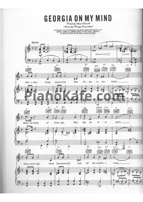 Ноты Billie Holiday - Georgia on my mind - PianoKafe.com