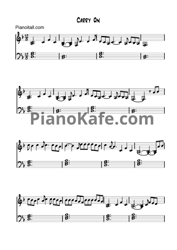 Ноты Fun - Carry on - PianoKafe.com
