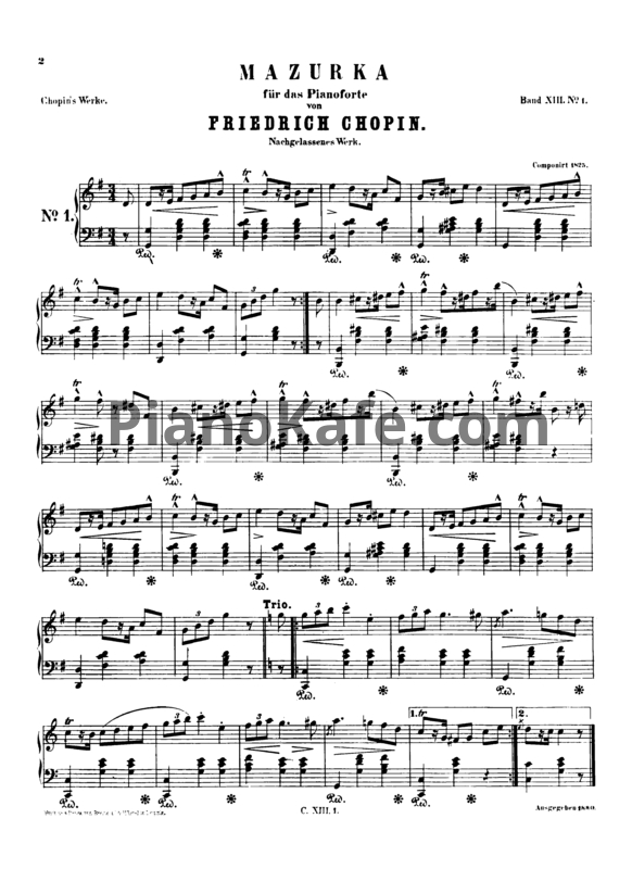 Ноты Ф. Шопен - Две мазурки: № 1 соль мажор (B. 16/1) - PianoKafe.com