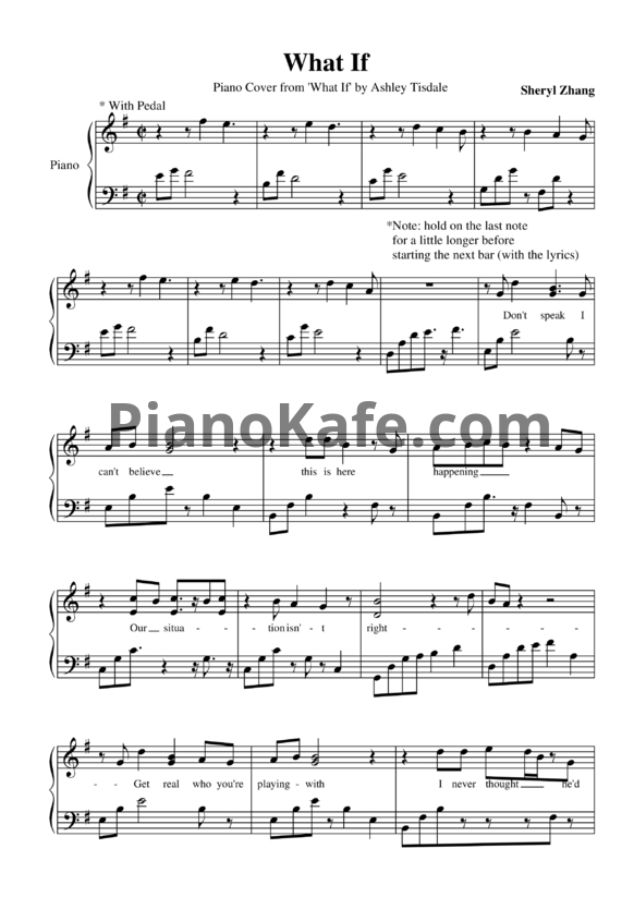 Ноты Ashley Tisdale - What if - PianoKafe.com