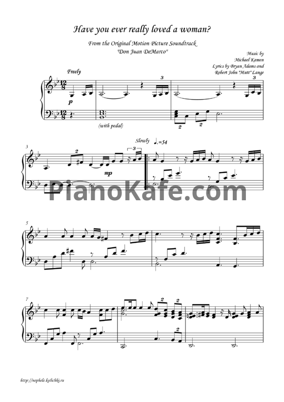 Ноты Bryan Adams - Have you ever loved a woman - PianoKafe.com