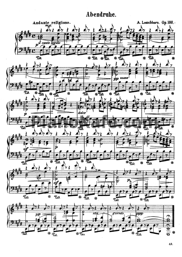 Ноты Альберт Лешгорн - Abendruhe (Соч. 100, №8) - PianoKafe.com