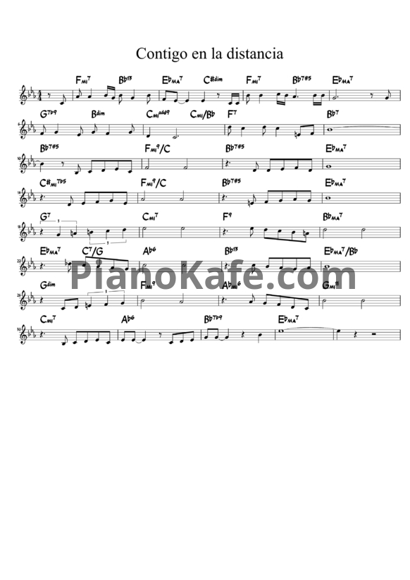 Ноты Christina Aguilera - Contigo en la distancia - PianoKafe.com