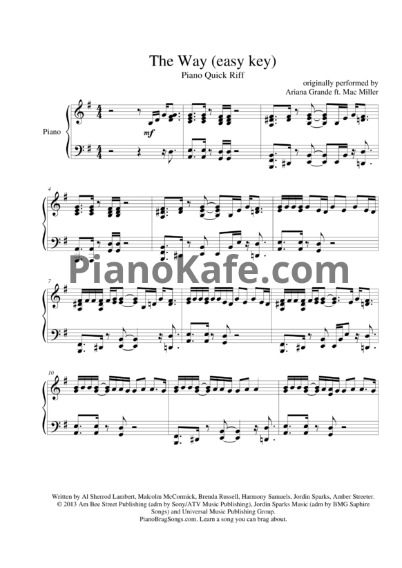 Ноты Ariana Grande ft. Mac Miller - The Way - PianoKafe.com