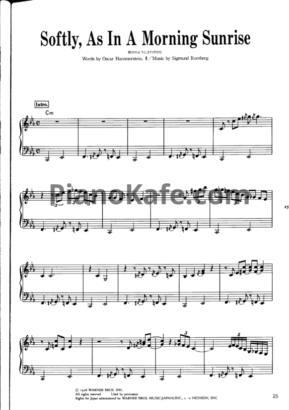 Ноты Wynton Kelly - Softly, as in a morning sunrise - PianoKafe.com