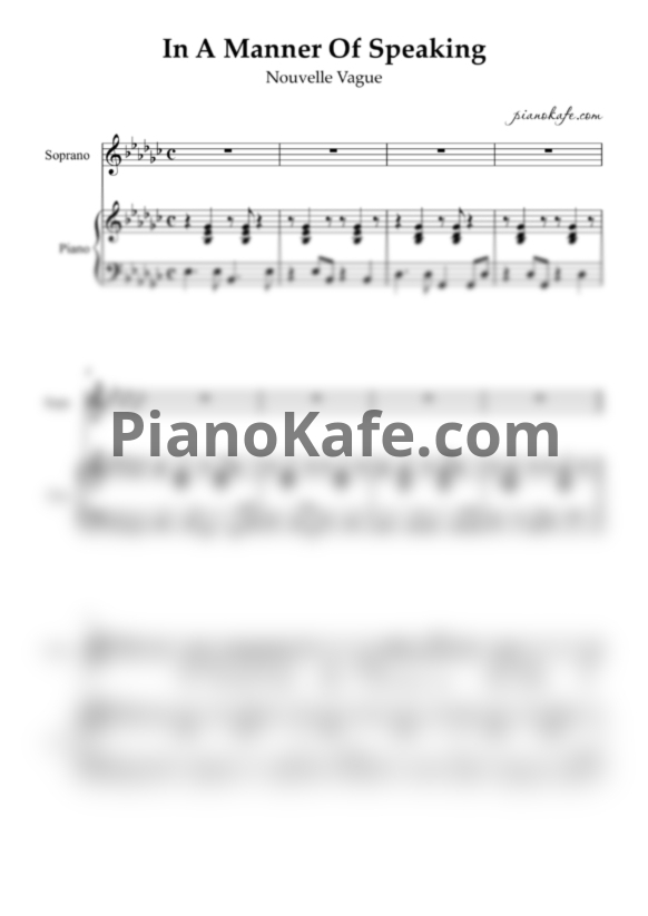Ноты Nouvelle Vague – In a manner of speaking - PianoKafe.com