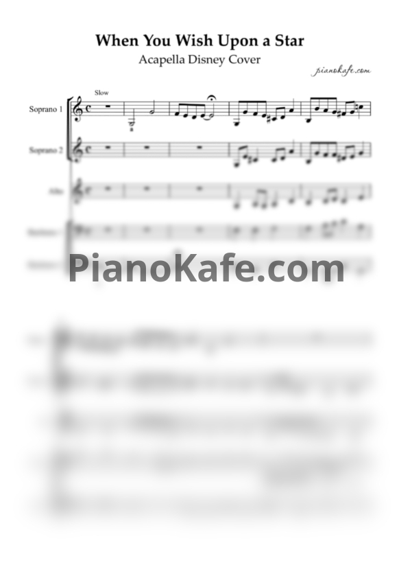 Ноты Pillole Disney - When you wish upon a star (Acapella Disney cover) - PianoKafe.com