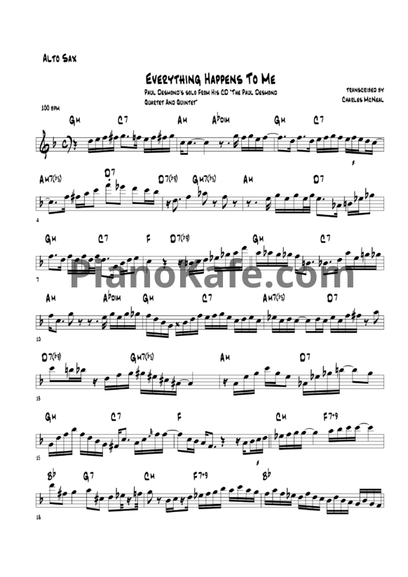 Ноты Paul Desmond - Everything happens to me - PianoKafe.com