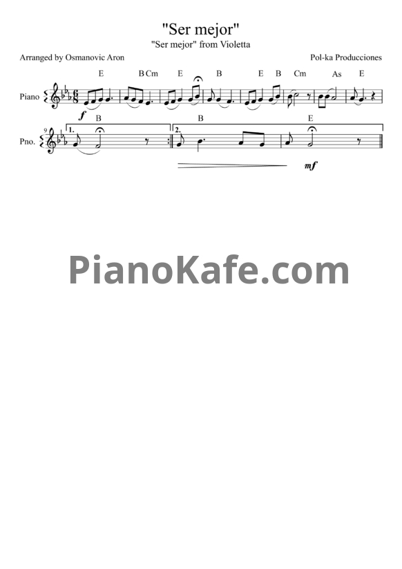 Ноты Martina Stoessel - Ser mejor - PianoKafe.com