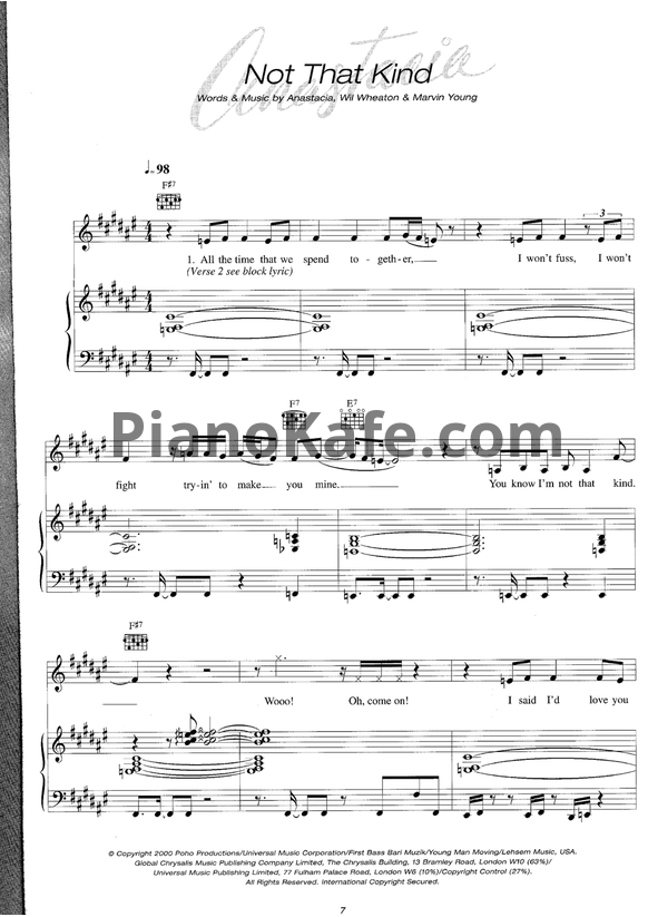 Ноты Anastacia - Not that kind (Книга нот) - PianoKafe.com