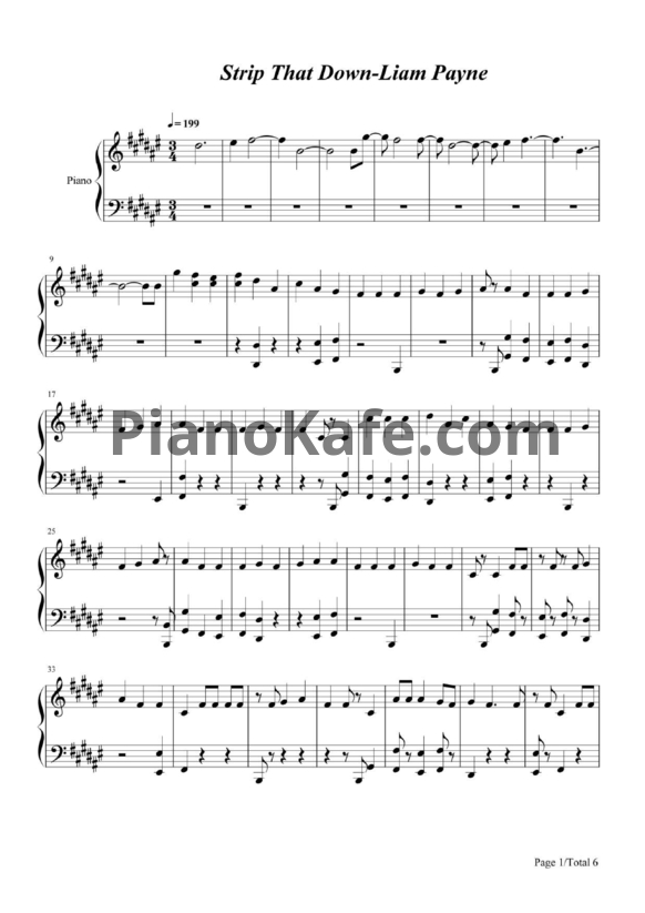 Ноты Liam Payne feat. Quavo - Strip that down - PianoKafe.com