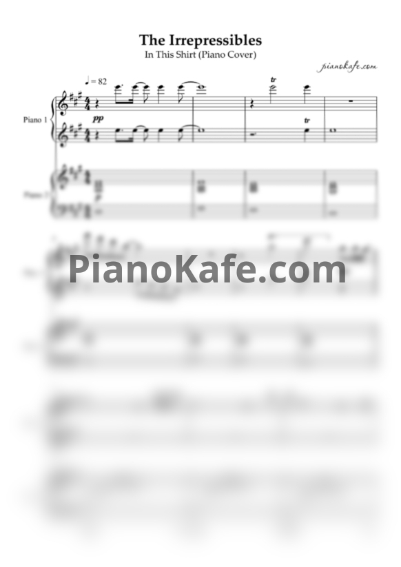 Ноты The Irrepressibles - In this shirt (для фортепиано в 4 руки) - PianoKafe.com