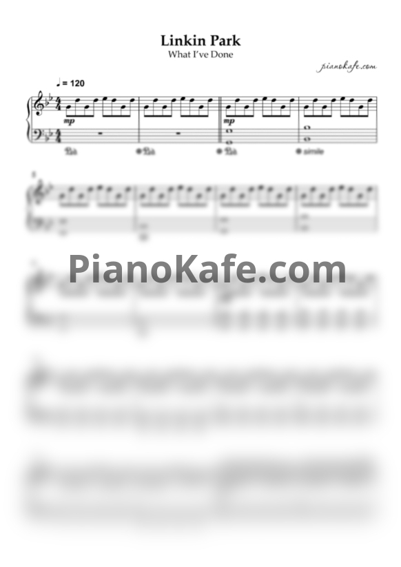 Ноты Linkin Park - What I've done (Piano cover) - PianoKafe.com