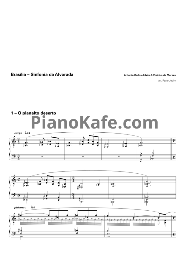 Ноты Antonio Carlos Jobim & Vinicius de Moraes - Brasilia - Sinfonia da Alvorada - PianoKafe.com