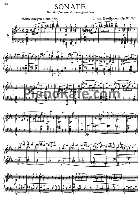 Ноты Л. Бетховен - Соната (Op. 10, №1) - PianoKafe.com
