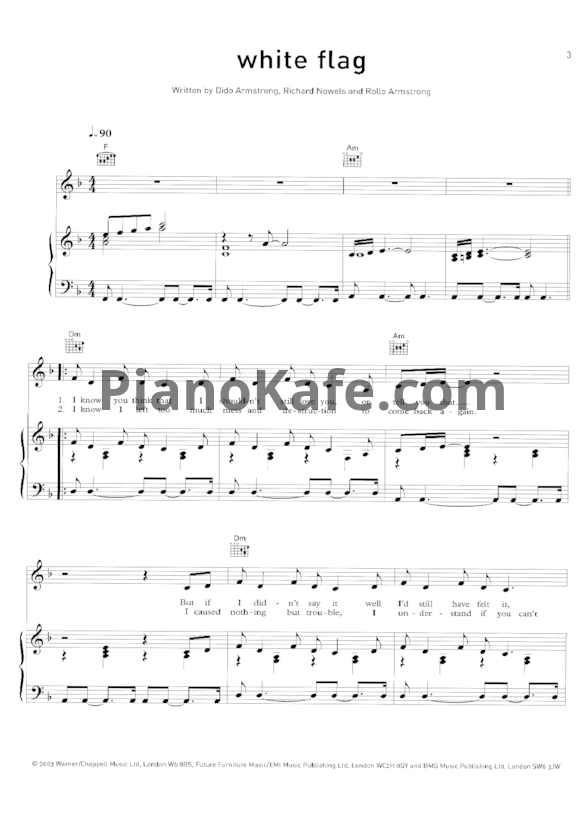 Ноты Dido - White flag (Версия 2) - PianoKafe.com