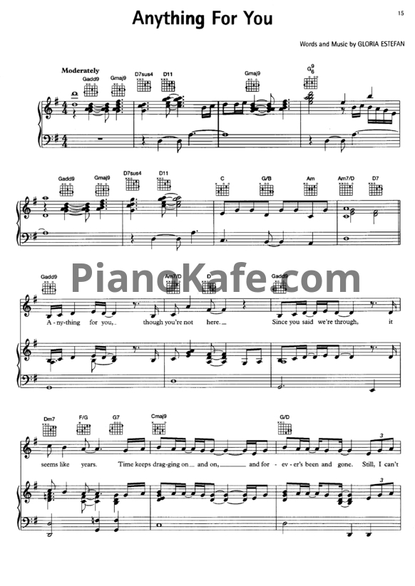 Ноты Gloria Estefan - Anything for you - PianoKafe.com
