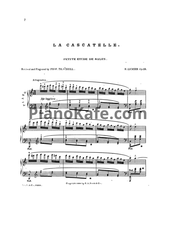 Ноты Генрих Лихнер - La cascatelle (Op. 19) - PianoKafe.com