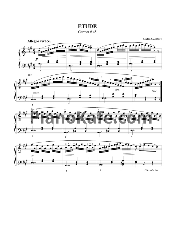 Ноты Карл Черни - Этюд №45 (Г. Гермер) - PianoKafe.com
