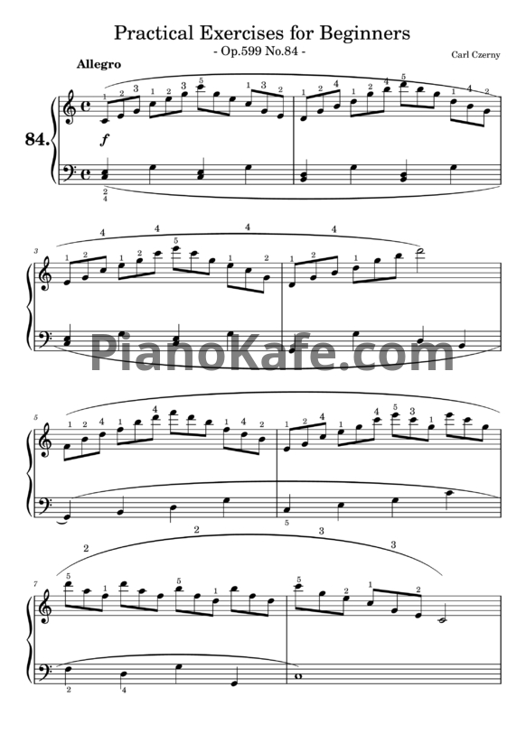 Ноты Карл Черни - Practical exercises for beginners (Op. 599, №84) - PianoKafe.com