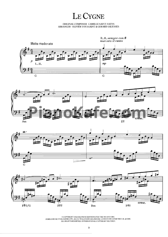 Ноты Richard Clayderman - Le cygne - PianoKafe.com